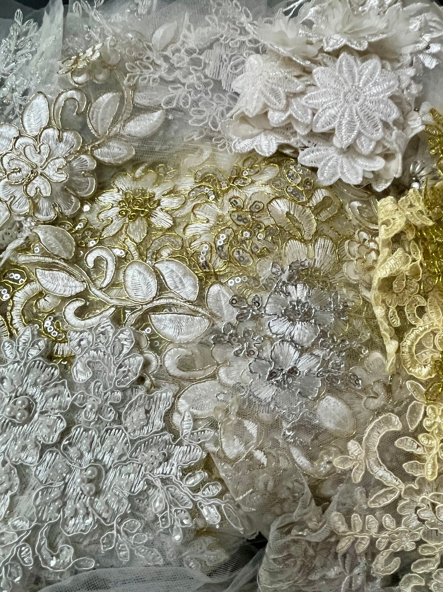 Lace Remnants -White and Gold