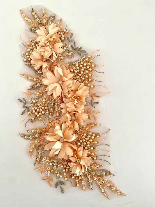 Light Peach Beaded Applique #1 - BL#26