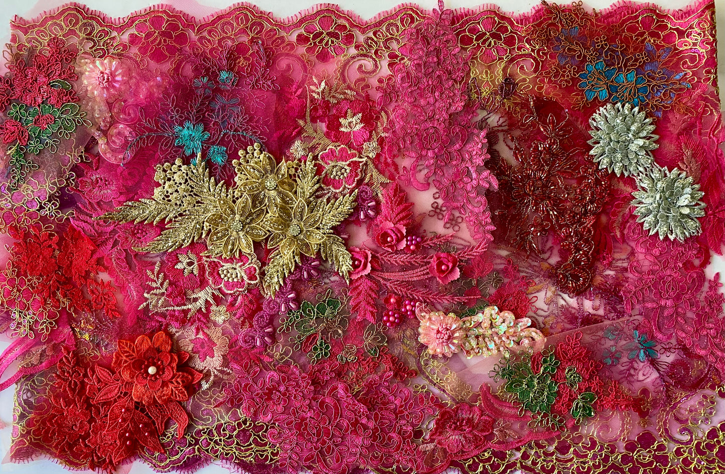 Lace Remnants -Dark Pink Mix