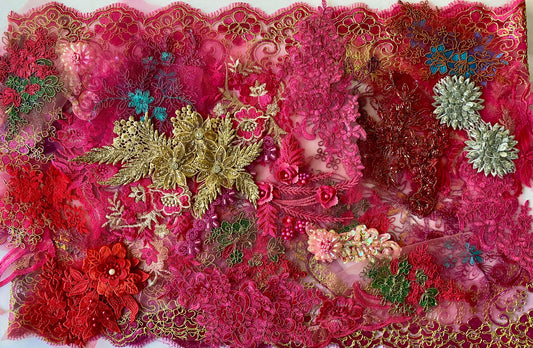 Lace Remnants -Dark Pink Mix