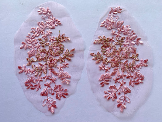 Pink and Gold Applique Pair