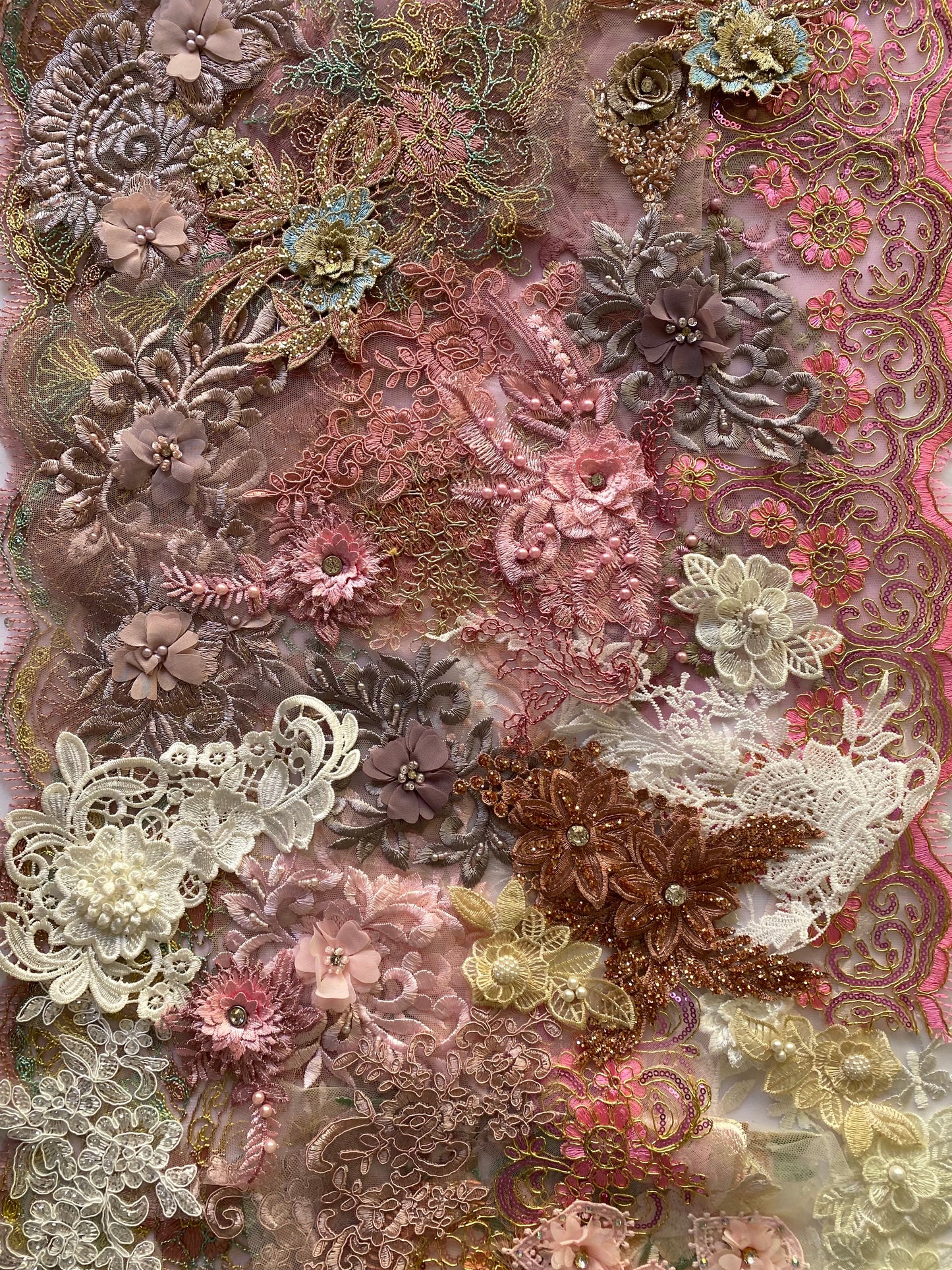 Lace Remnants -Dusky Pink and Peach Mix