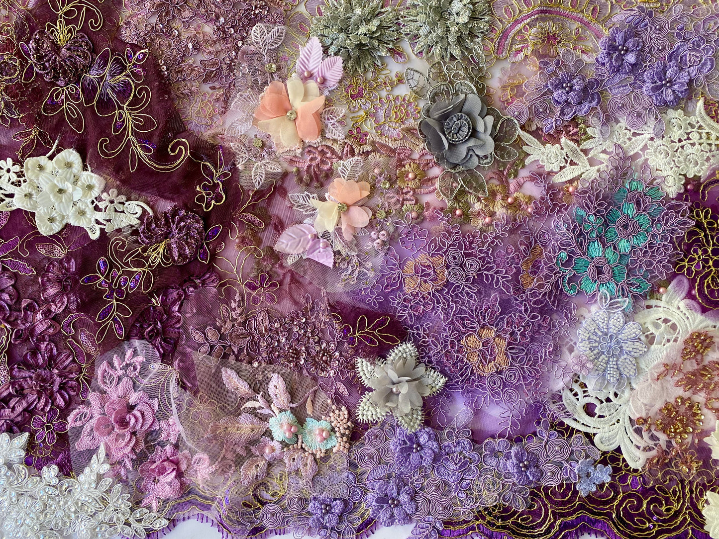 Lace Remnants -Purple and Lilac Mix