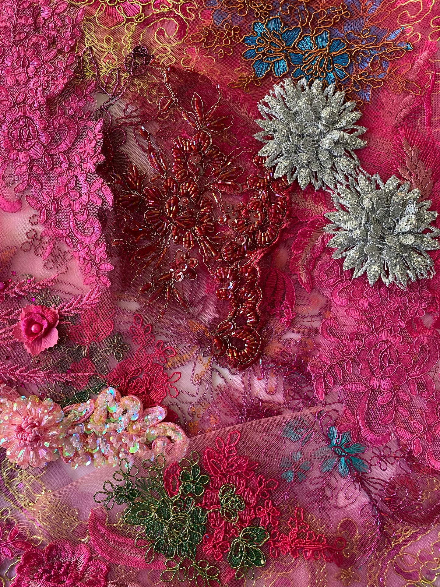 Lace Remnants -Dark Pink Mix