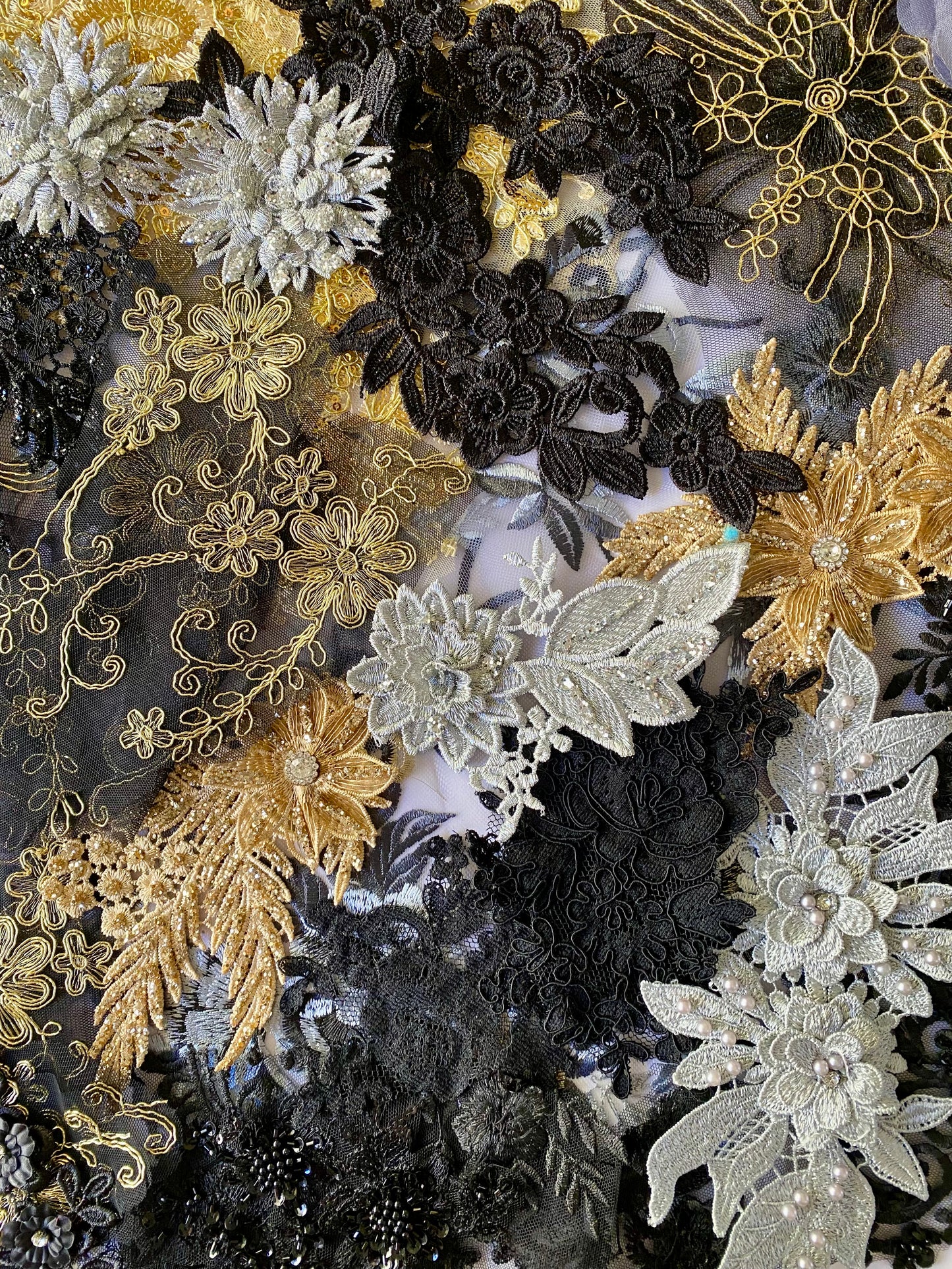 Lace Remnants -Black, Gold and Silver