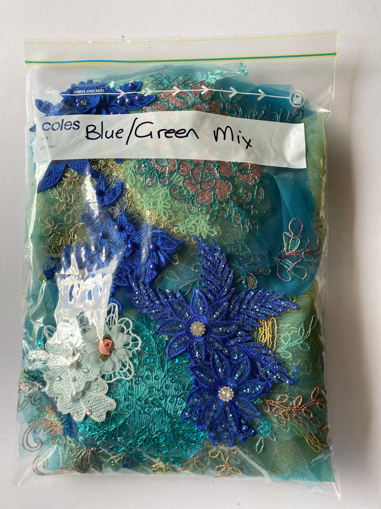 Lace Remnants -Blue and Green Mix