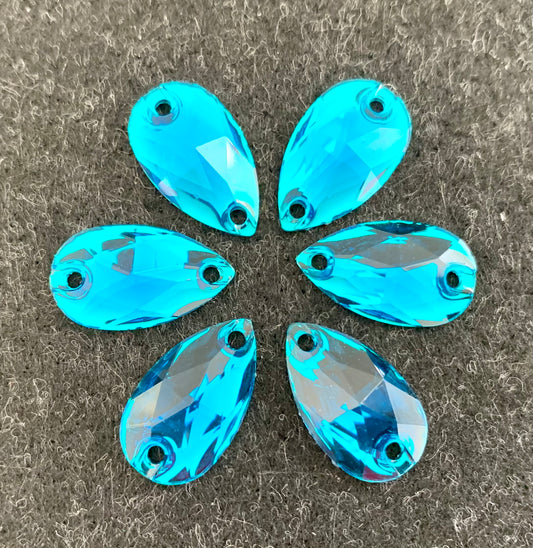 Teardrop Acrylic Sew On - Peacock Blue