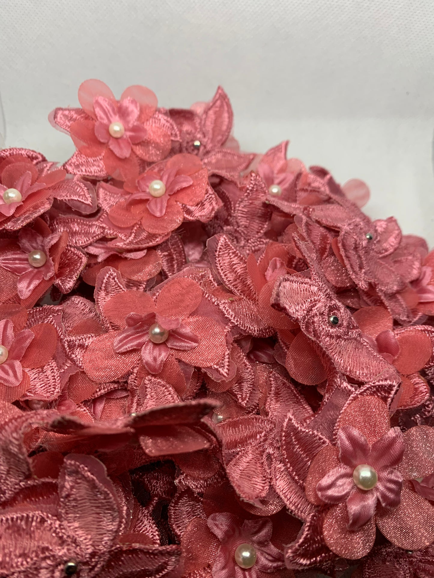 Organza Flower Lace Trim - Dark Pink  #LTDP