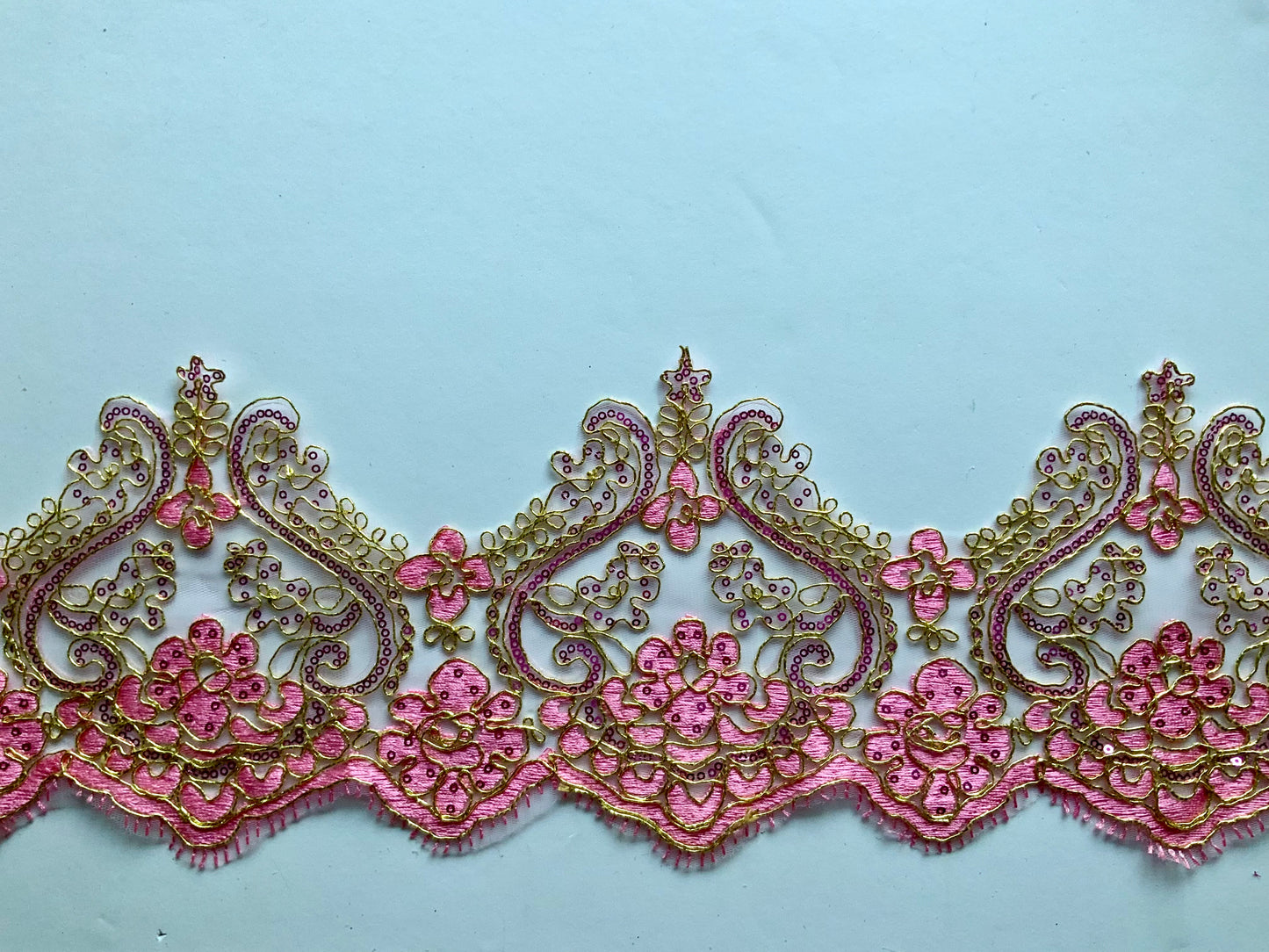 Bella Lace Border Trim- Pink
