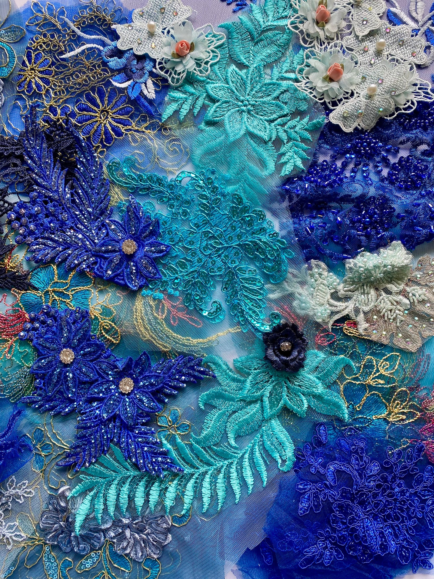 Lace Remnants -Blue Mix