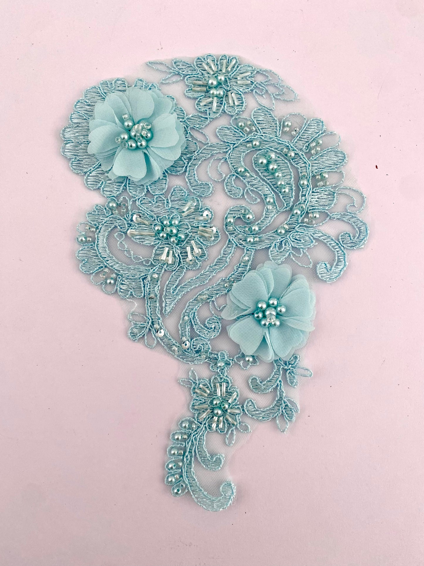 Pale Blue Beaded Applique #2 - BL#16