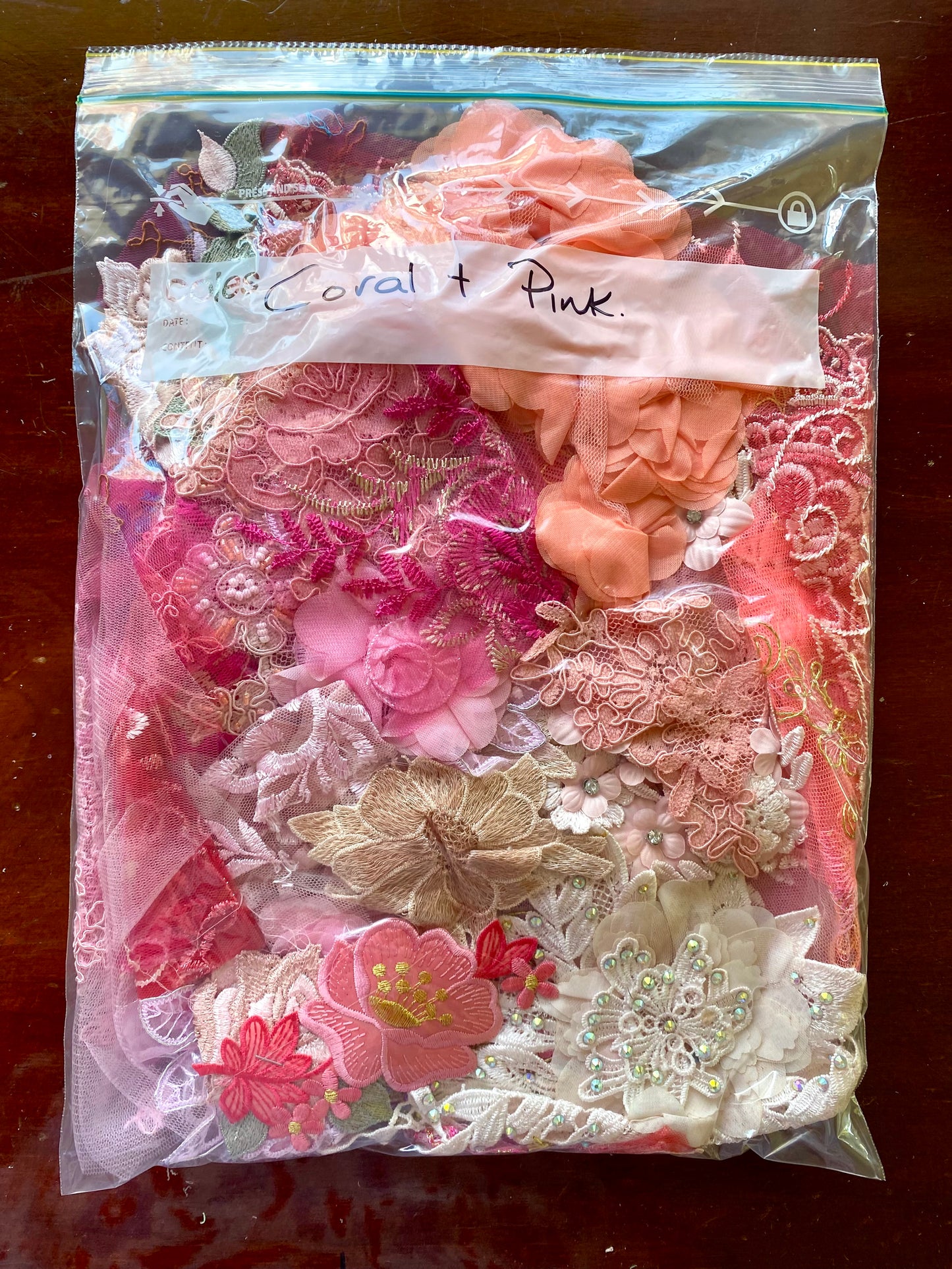 Lace Remnants -Coral Pink Mix