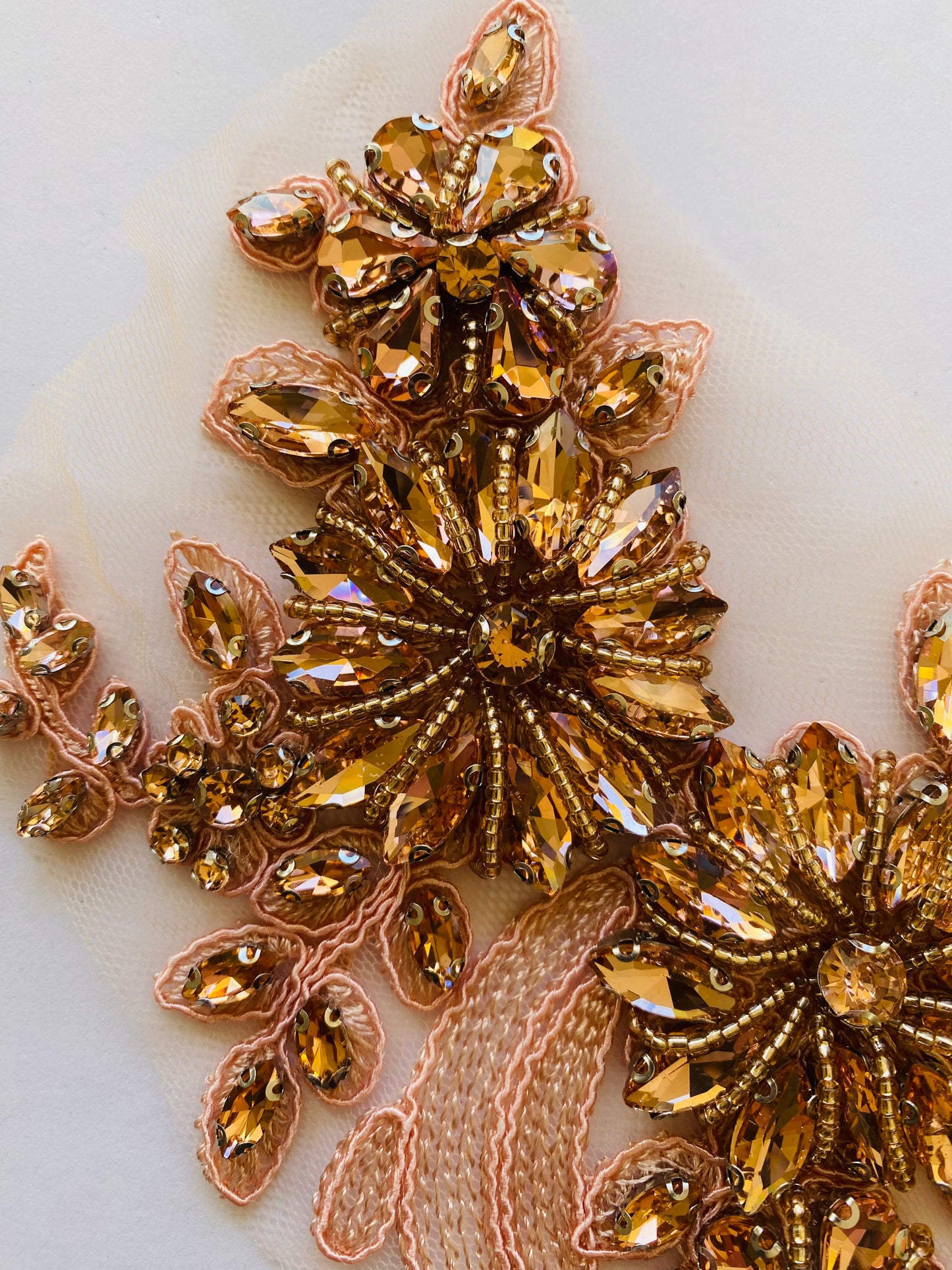 Peach Glass Beaded Applique - BL#31