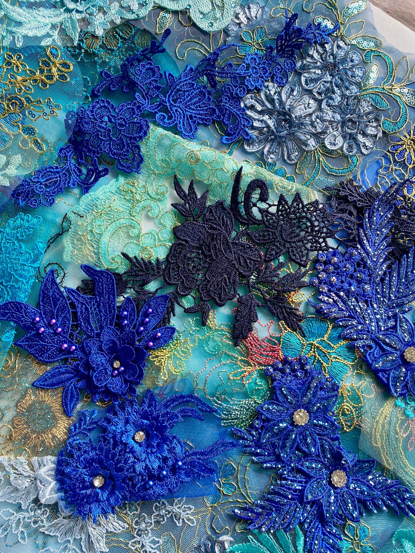 Lace Remnants -Blue Mix