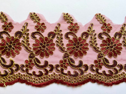 Posy Lace Border - Merlot