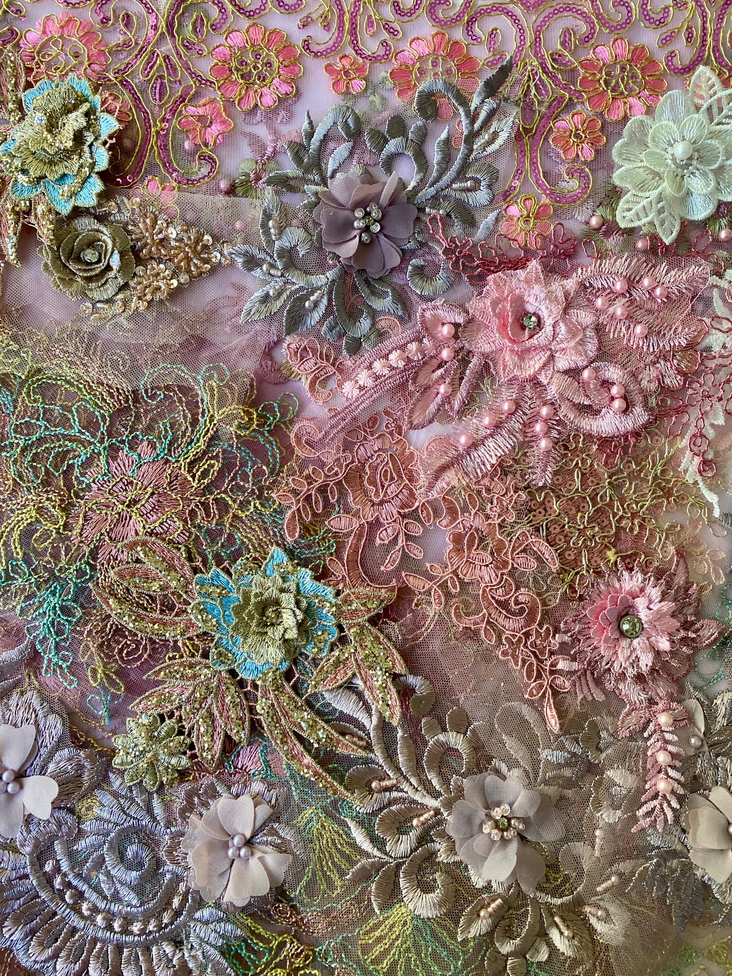 Lace Remnants -Dusky Pink and Peach Mix