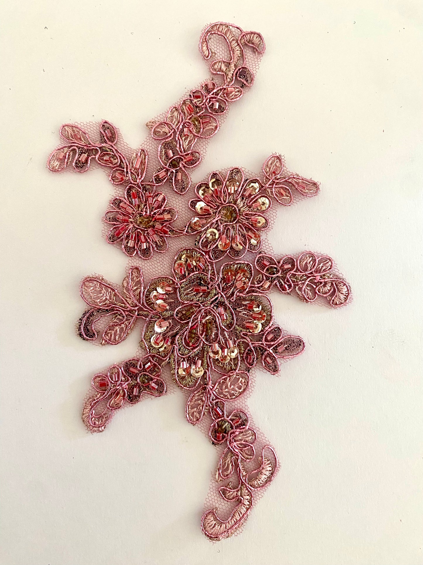 Dusky Pink Beaded Applique #1 - BL#13