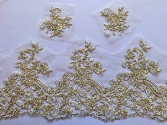 Mia Beaded Lace Border - Cream