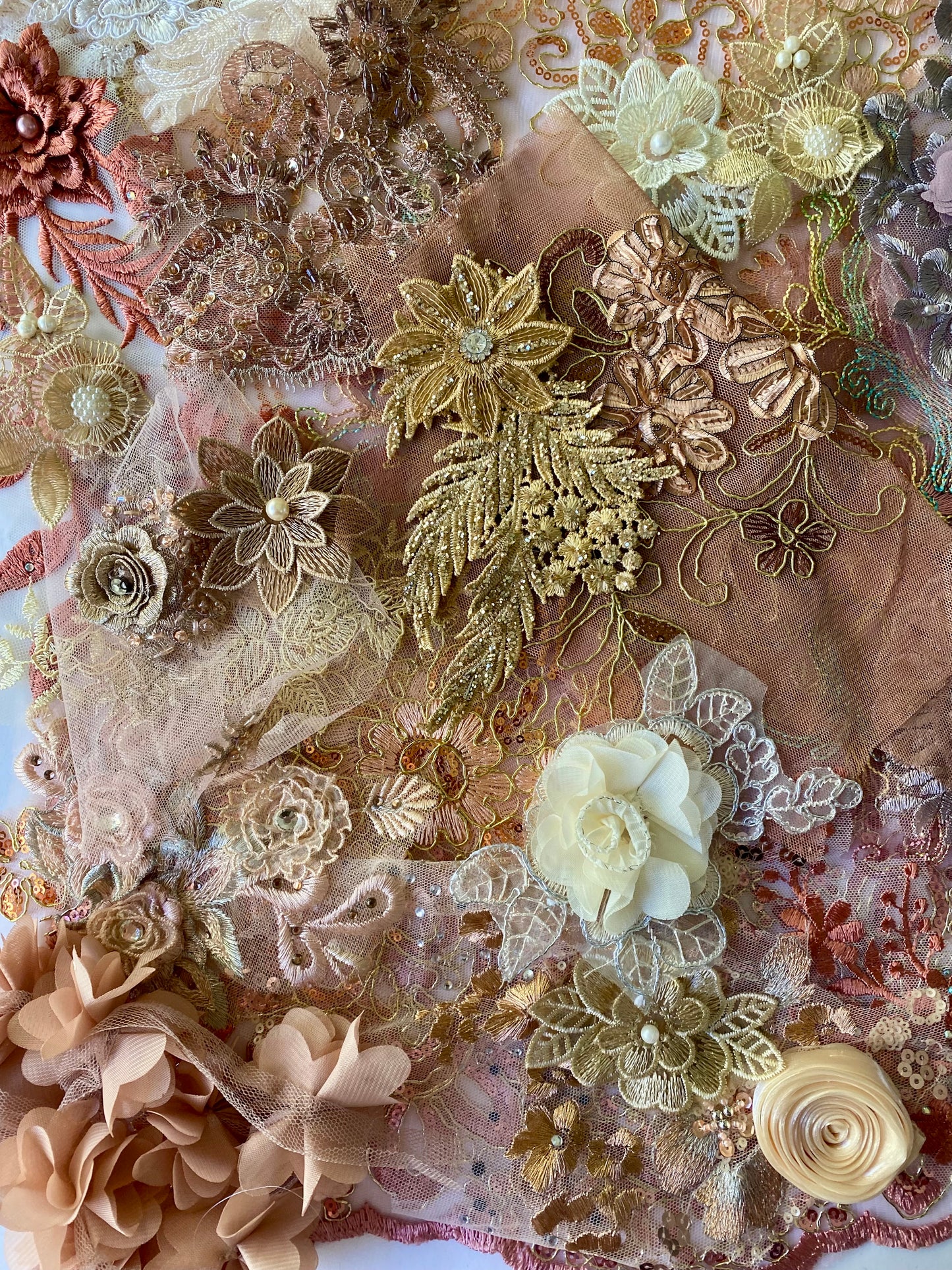 Lace Remnants -#17 Coffee and Dusky Pink
