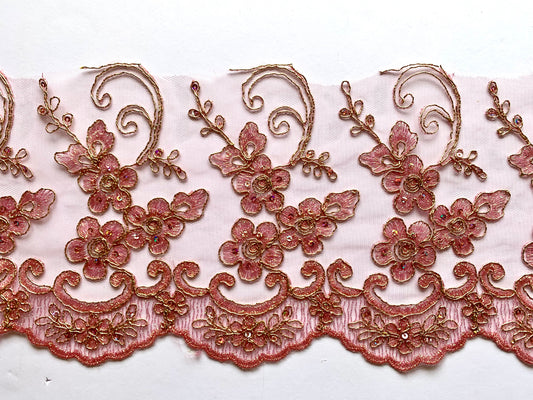 Daisy Lace Border - Dusky Pink