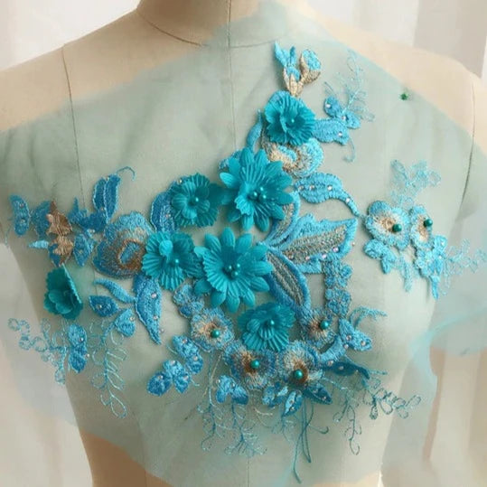 Large 3D Turquoise Flowers - 3D#22