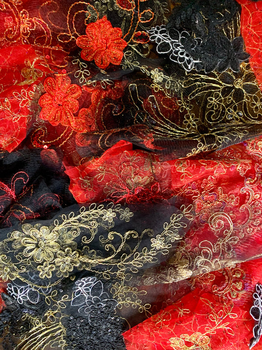 Lace Remnants -#4 Red and Black