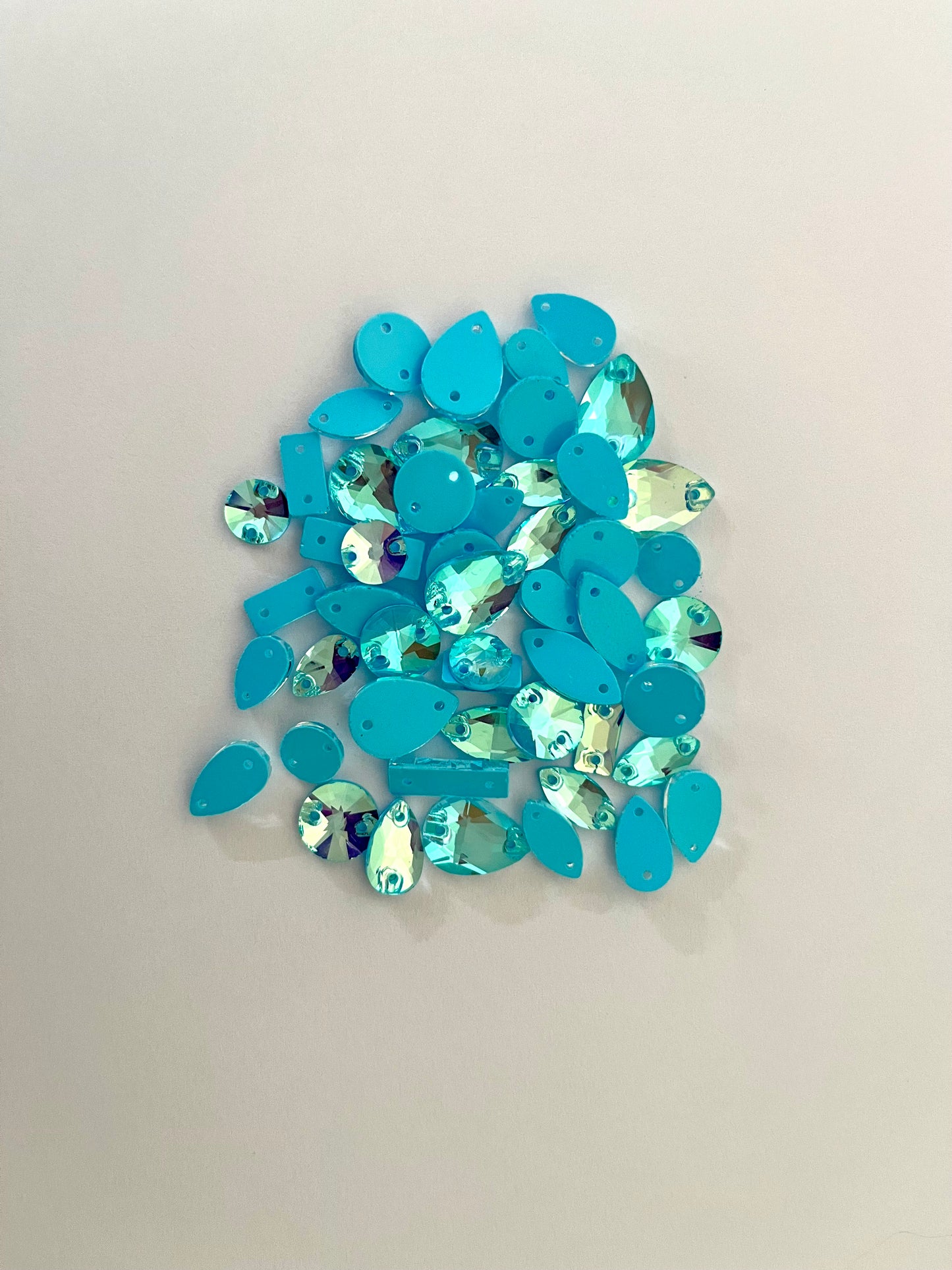 Mocha Opal Ice Blue - Mixed Glass Shapes
