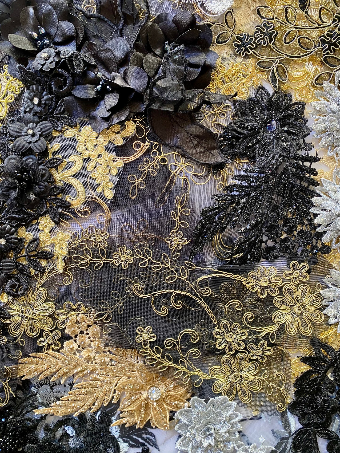 Lace Remnants -Black, Gold and Silver