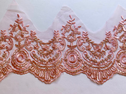 Pink and Gold Lace Border Trim - LBT#39