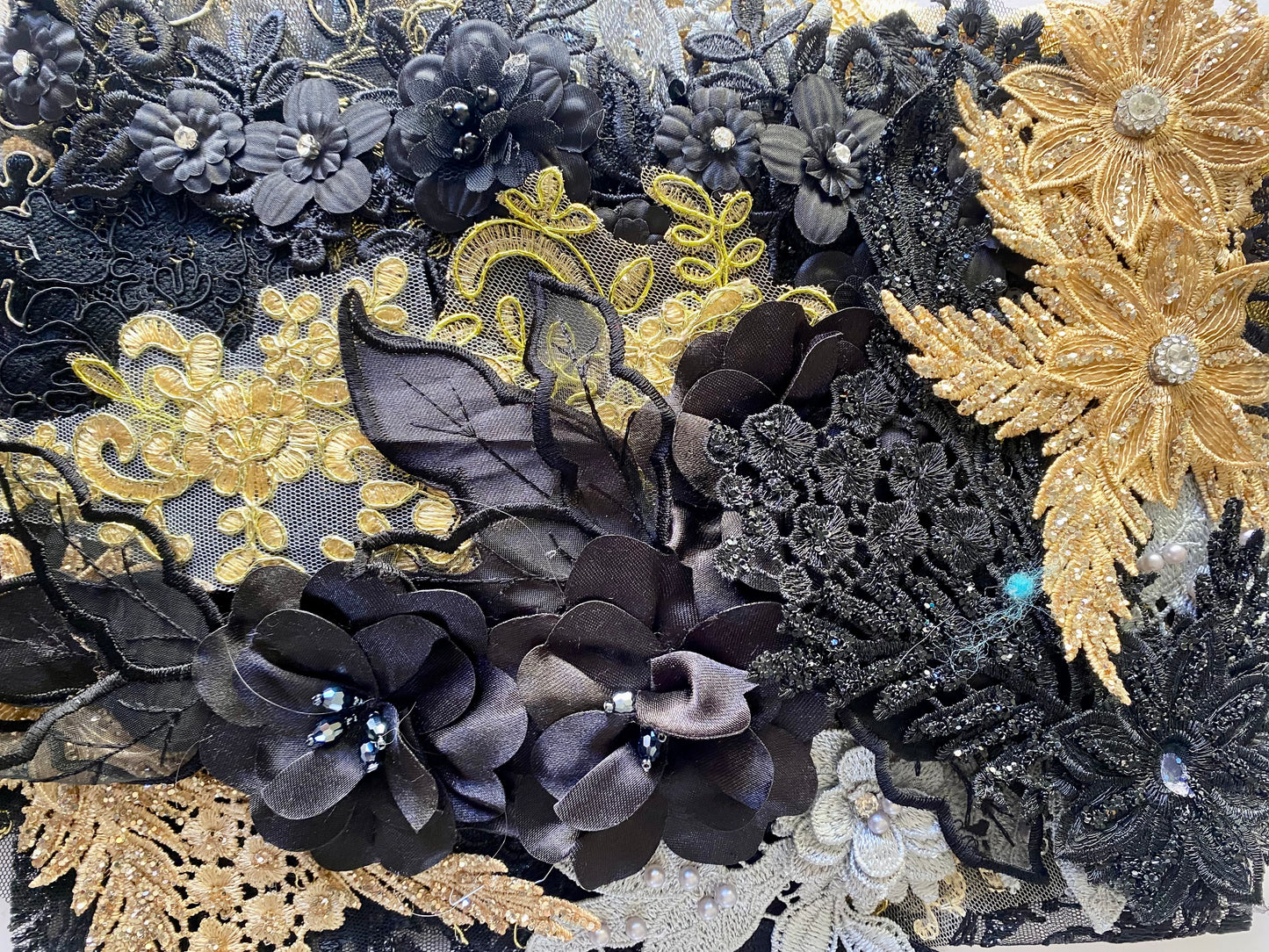 Lace Remnants -Black, Gold and Silver