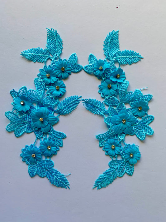 Turquoise 3D Flower SML - 3D#80