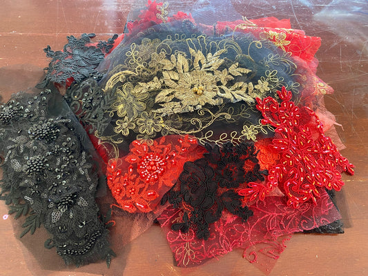 Lace Remnants -#5 Black and Red