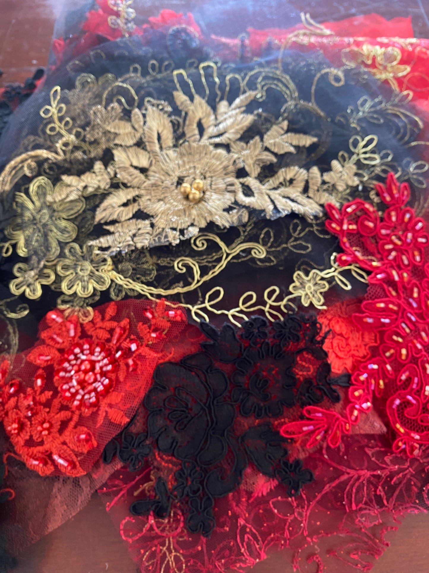Lace Remnants -#5 Black and Red
