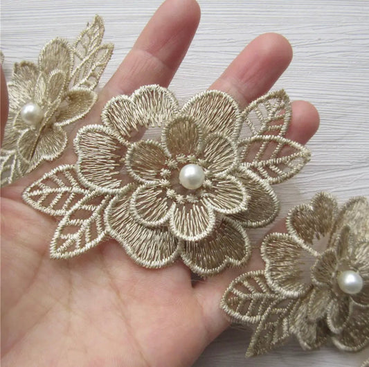 Pearl Lace Flower - Gold  #PLFG