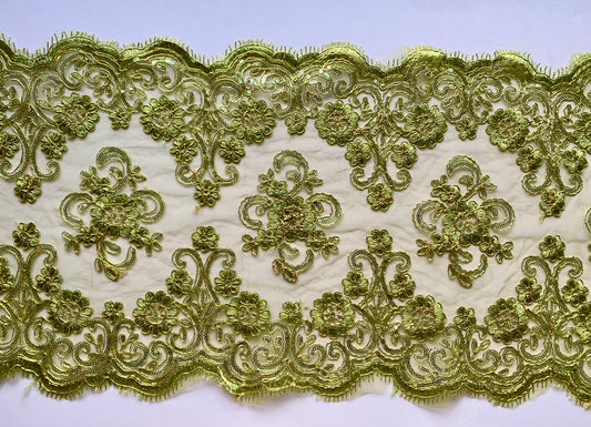 Lily Lace Border - Olive Green