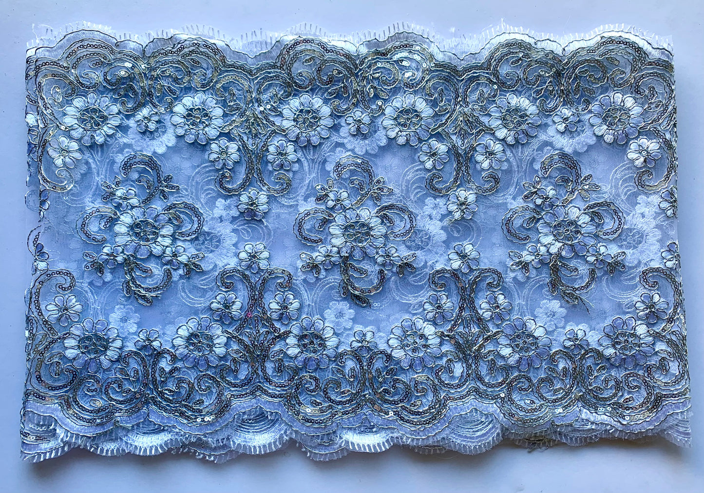 Lily Lace Border Silver and White Babushka Dance Supplies