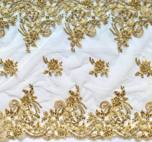Delicate Beaded Lace Border - Light Gold