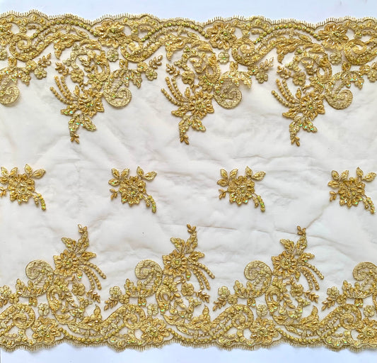 Delicate Beaded Lace Border - Gold