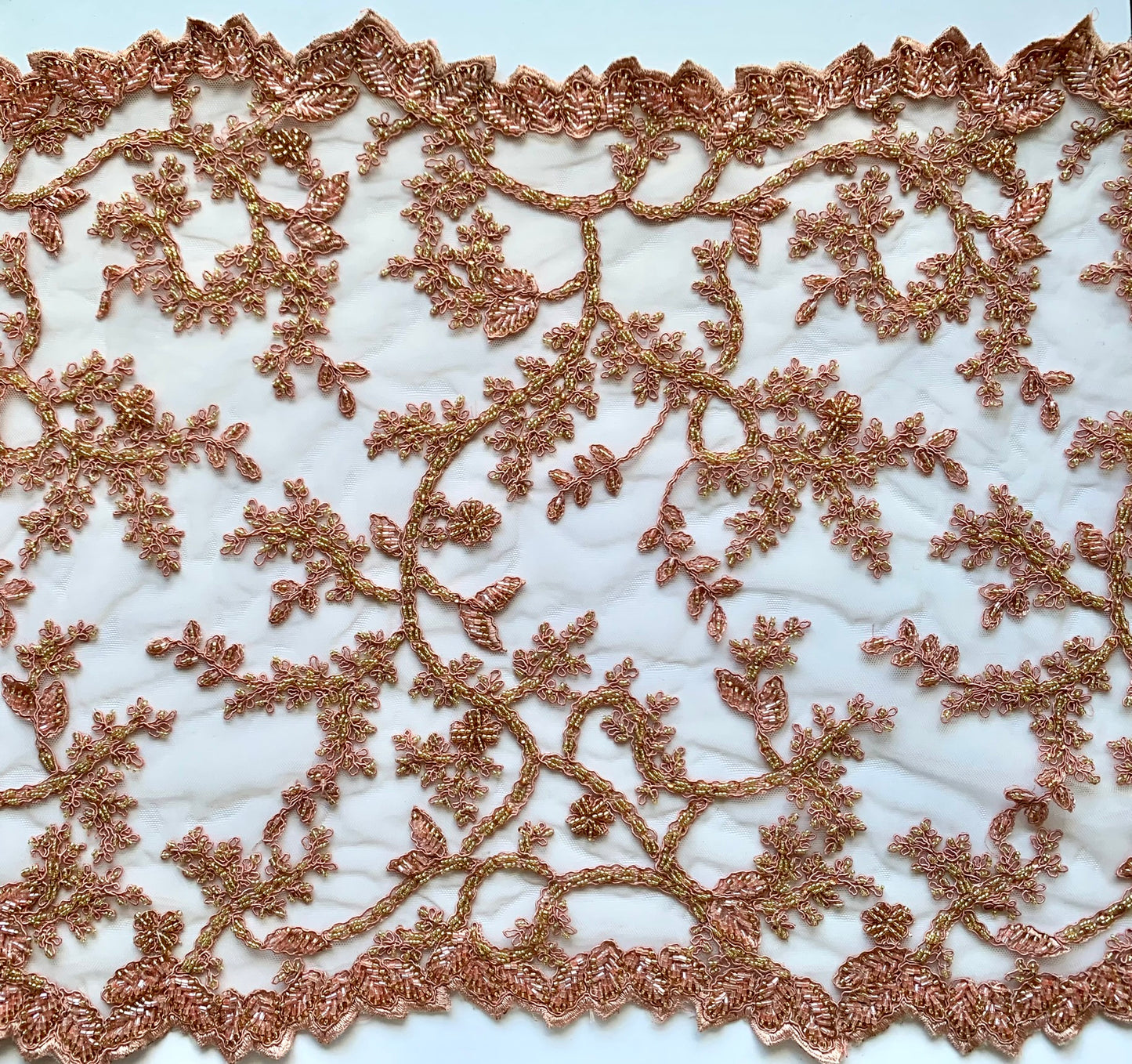 Ivy Beaded Lace Border - Dusky Pink