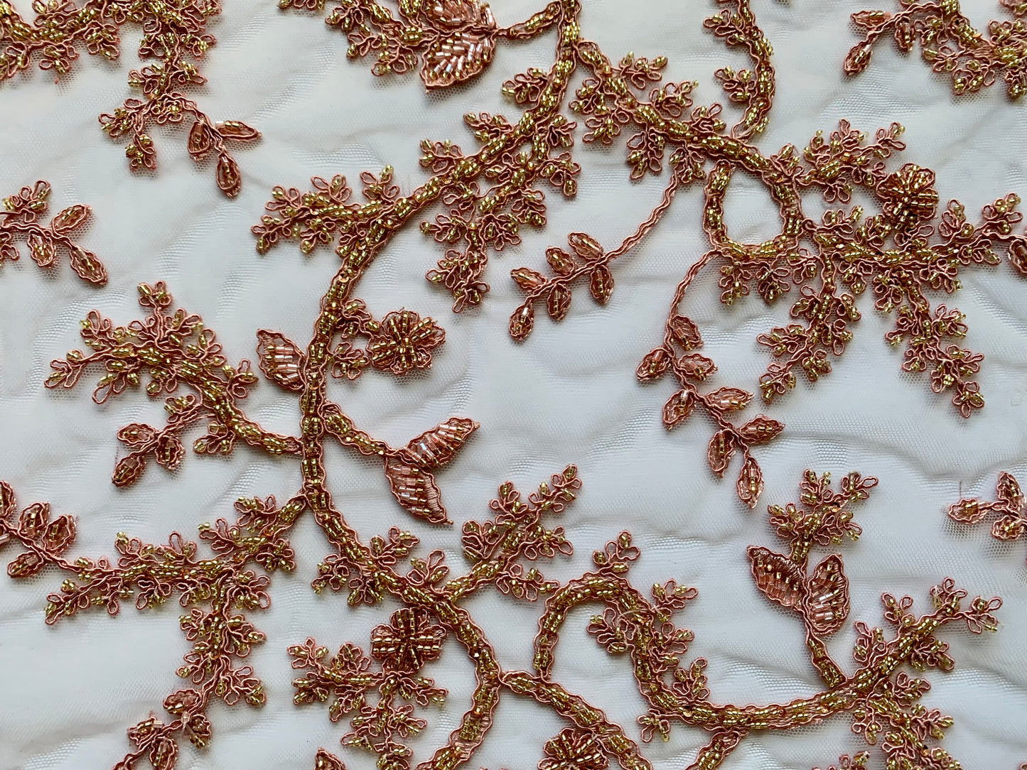 Ivy Beaded Lace Border - Dusky Pink