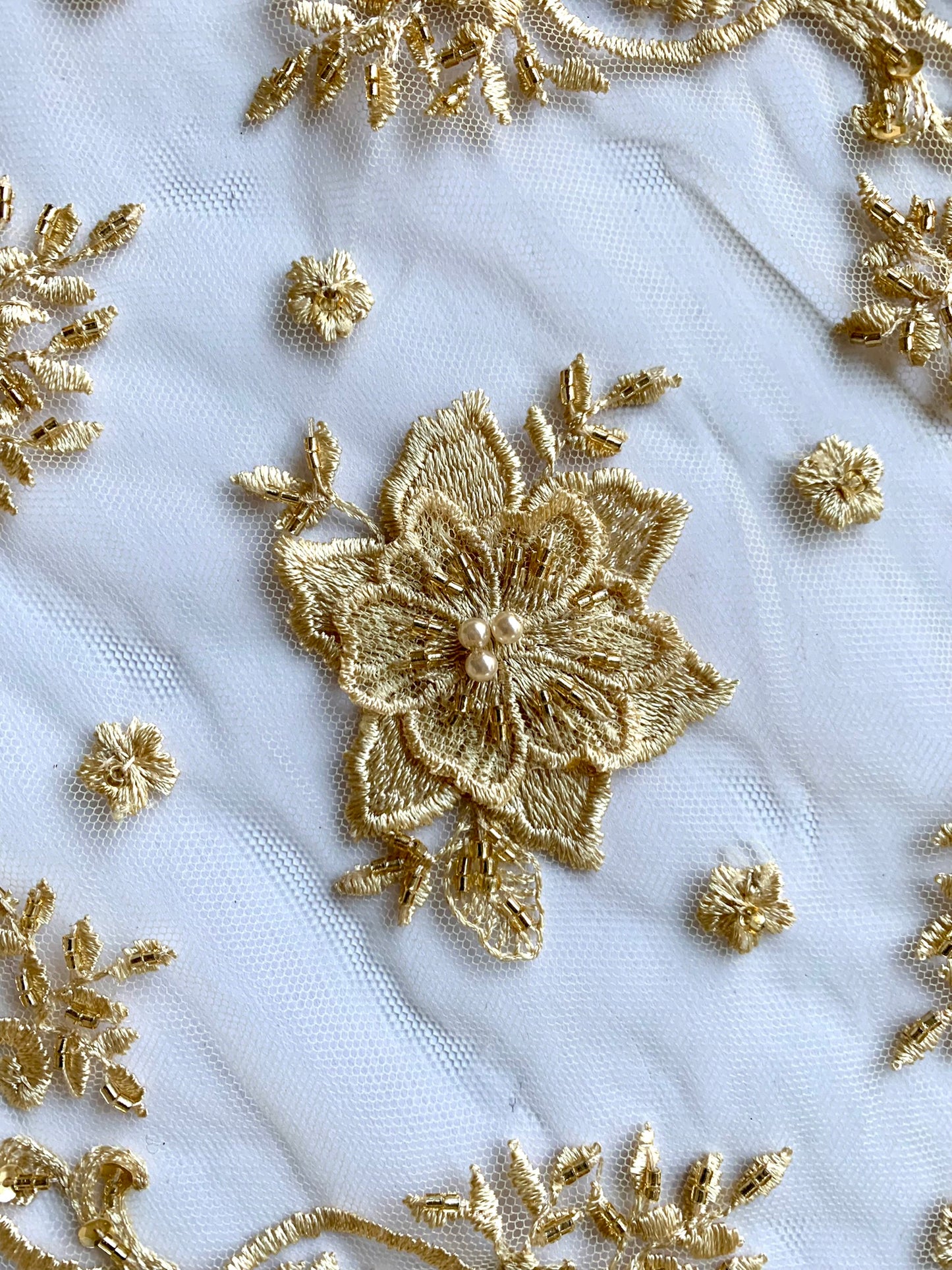 Leia Beaded Lace Border - Gold