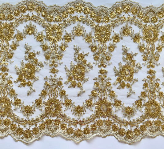 Beaded Lace Border - Cream and Gold