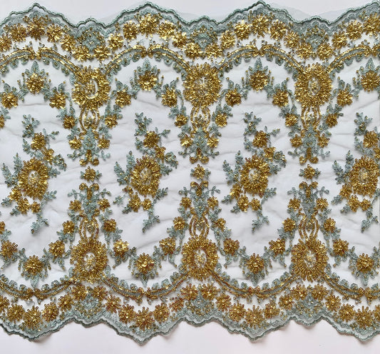 Beaded Lace Border - Blue and Gold