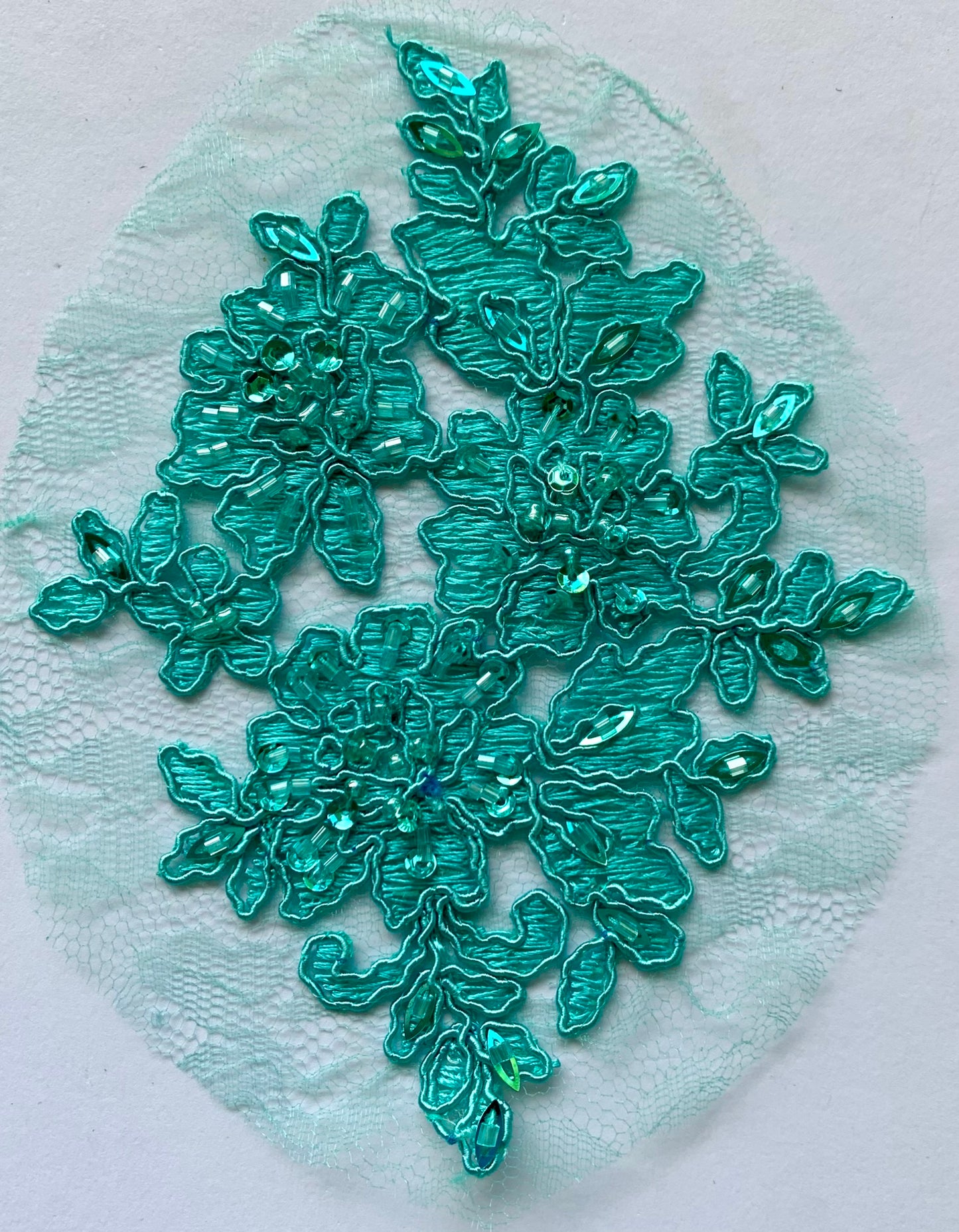 Light Jade Beaded Applique Pairs #6 - NBL#9