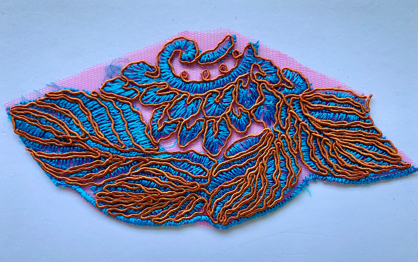 Turquoise and Copper Lace Border Trim - LBT#40