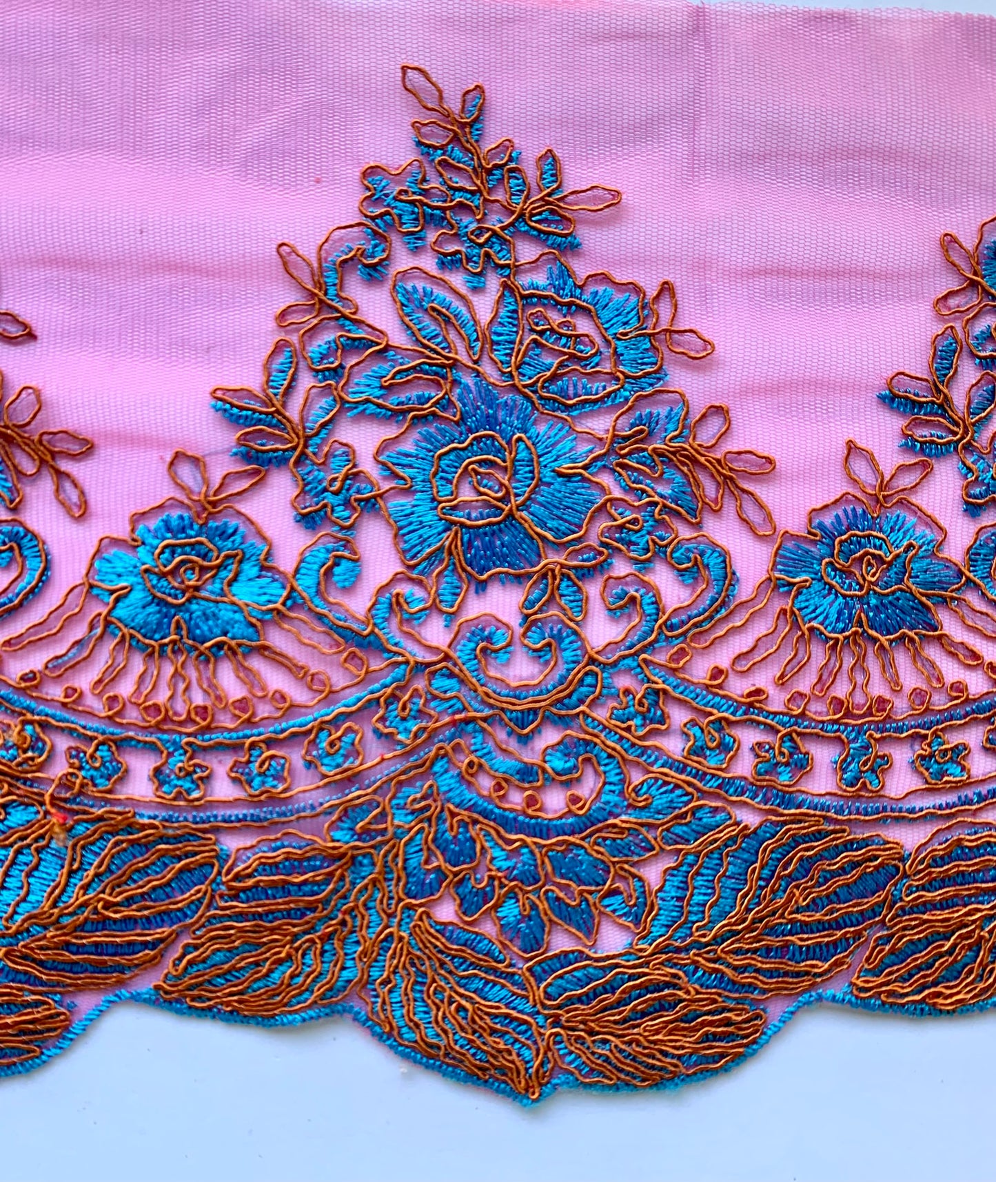 Turquoise and Copper Lace Border Trim - LBT#40