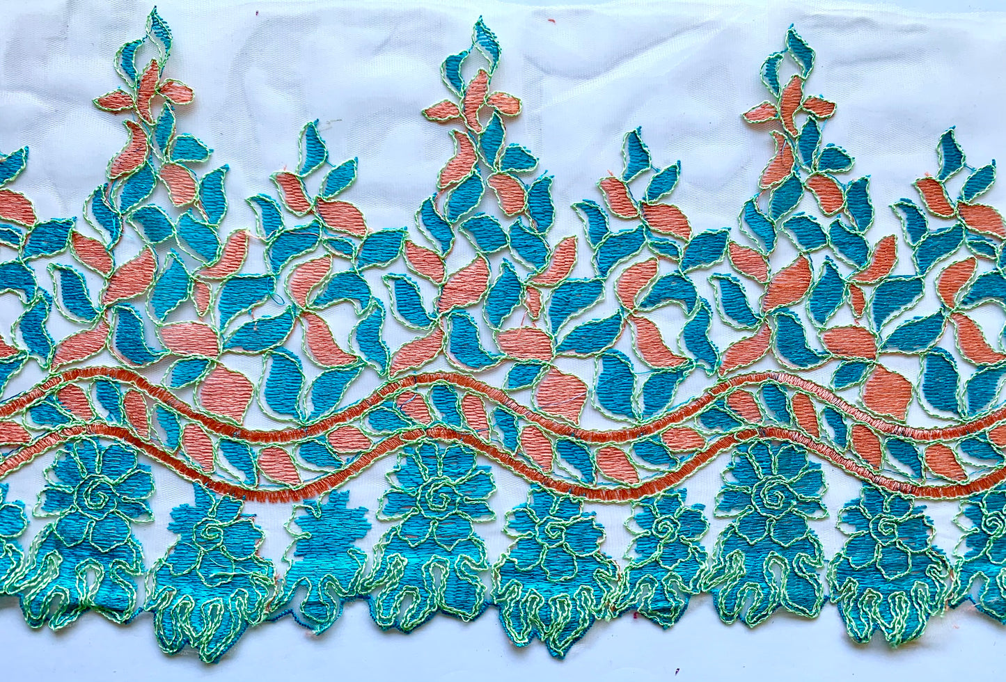 Turquoise and Apricot Applique - NLA#26