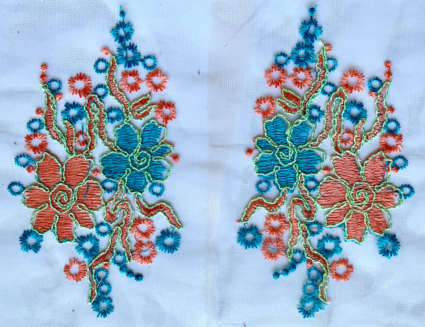 Turquoise and Apricot Applique - NLA#26