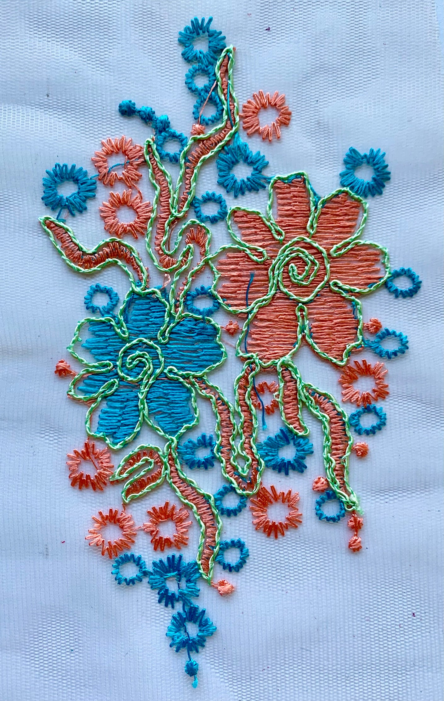 Turquoise and Apricot Applique - NLA#26