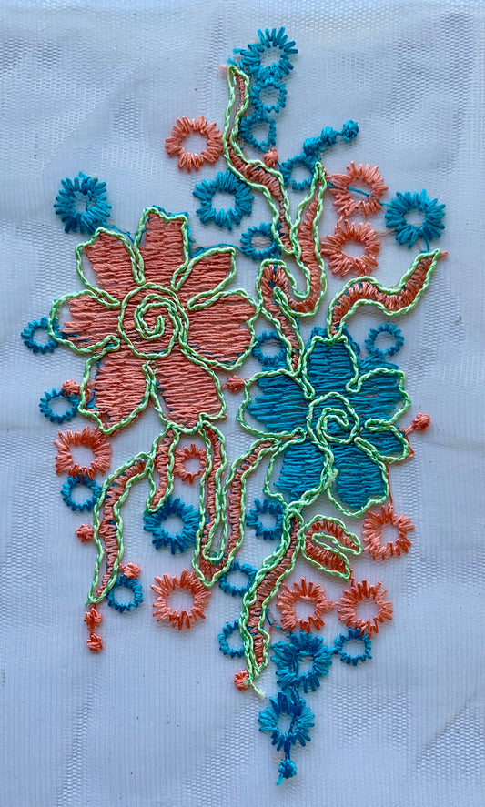 Turquoise and Apricot Applique - NLA#26